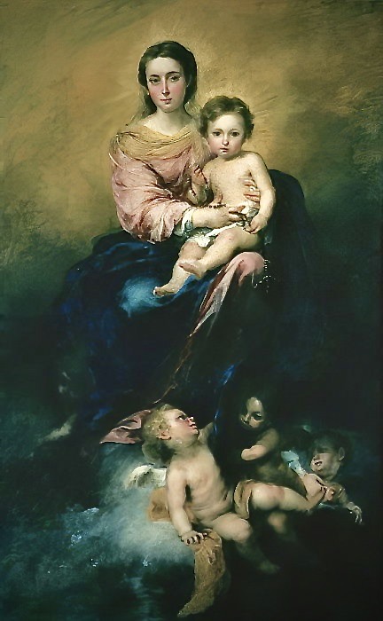 Bartolom Esteban Murillo - The Madonna of the Rosary 1670-80 - (MeisterDrucke-212811)